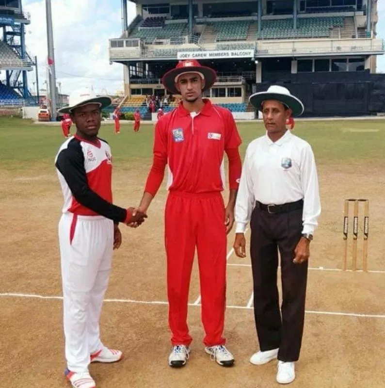 At the coin toss as captain, Queen's Park Oval, Trinidad