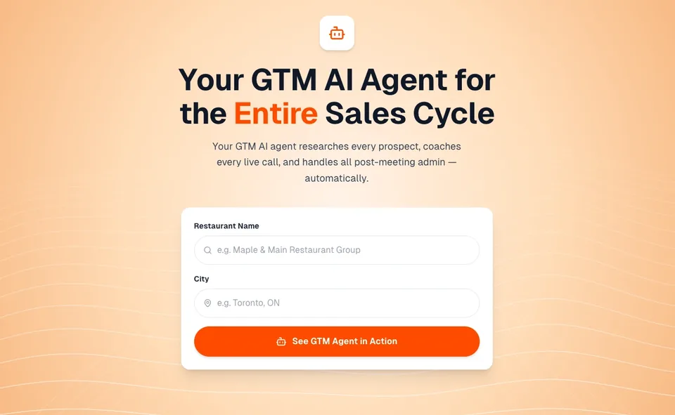 The homepage of Wasiq’s GTM AI agent for the sales cycle